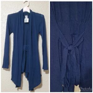 NWT Women's Blu Reed Open Waterfall Cardigan Sweater - Navy Blue